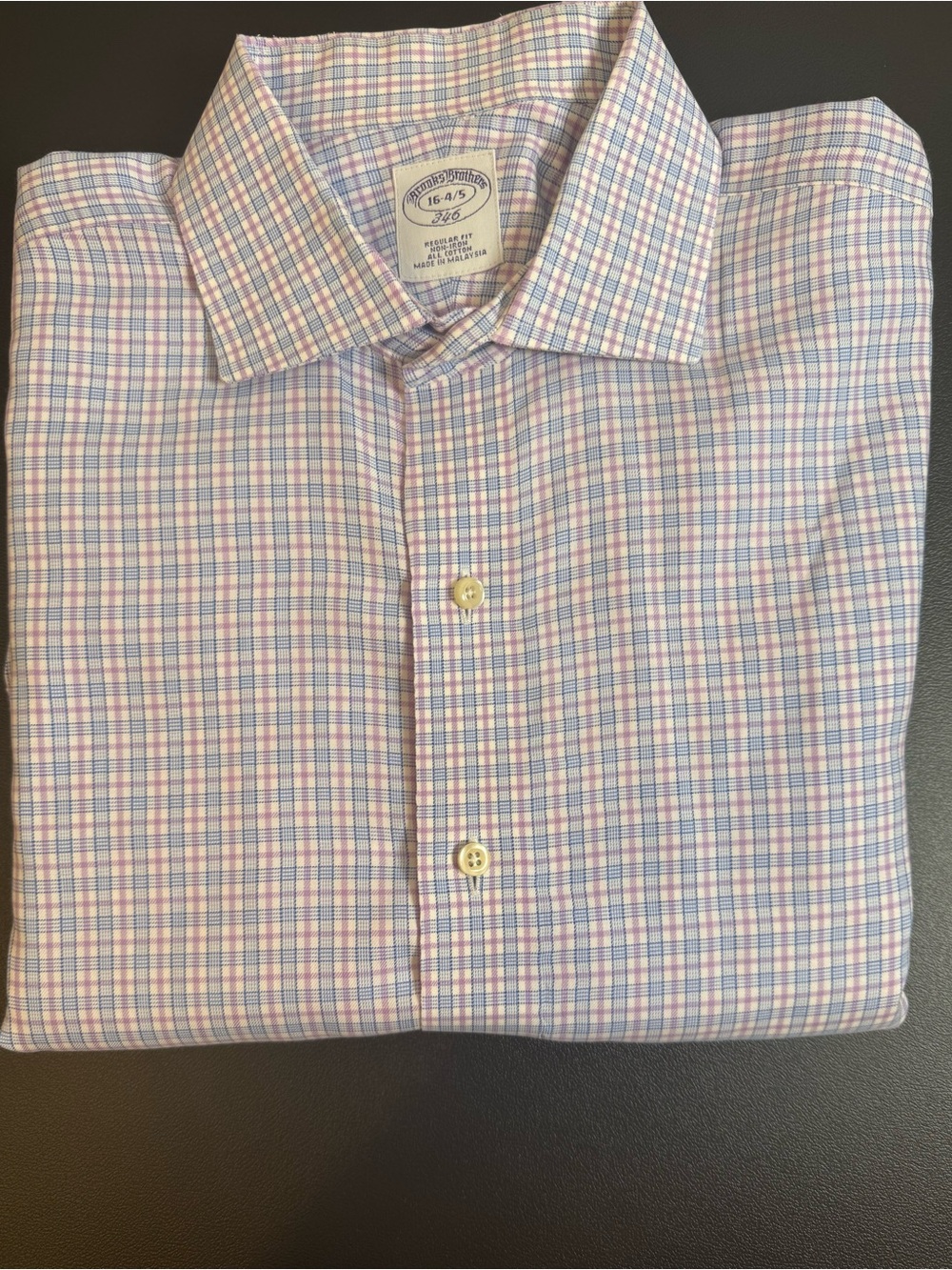 Brooks Brothers All cotton Non-Iron Men's Dress Shirt - Purple & Blue Plaid
